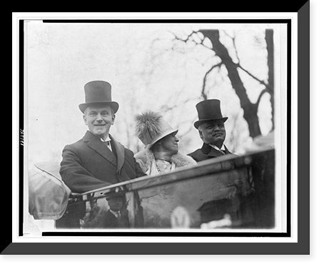 Historic Framed Print, Coolidge, Mrs. Coolidge and Senator Curtis on the way to the Capitol, March 4th, 1925,  17-7/8" x 21-7/8"