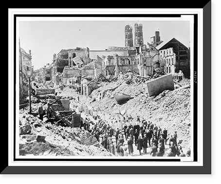 Munich Catholics parade past war wreckage, Historic Reproduction