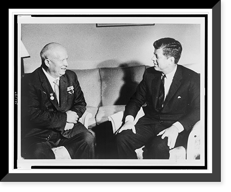 President John F. Kennedy (right) and Nikita Khrushchev, seated on sofa, facing each other, Vienna, Austria Classic, Historic Reproduction