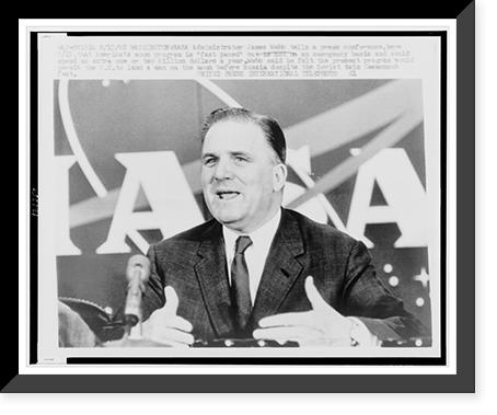 James E. Webb, head-and-shoulders portrait, facing slightly left, addressing a press conference, Washington, D.C, Antique Wall Art