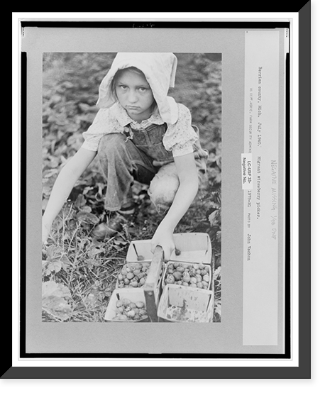 Migrant strawberry picker, Berrien County, Michigan, Antique Poster