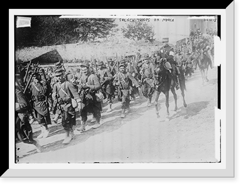 Historic Framed Print, French troops on march,  17-7/8" x 21-7/8"