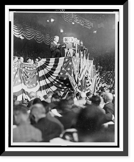 Historic Framed Print, [Herbert Hoover addressing crowd in Madison Square Garden, New York City],  17-7/8" x 21-7/8"