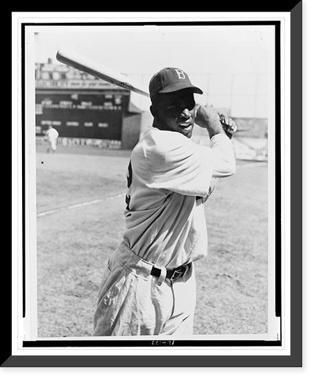 Robinson at first for Dodgers, Vintage Print