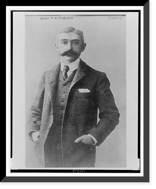 Historic Framed Print, [Baron Pierre de Coubertin, half-length portrait, standing, facing front],  17-7/8" x 21-7/8"