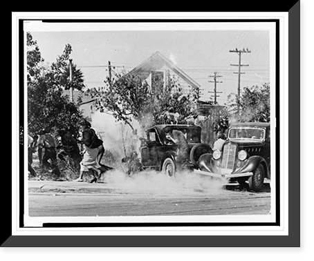 Salinas lettuce strike, tear gasing sic, 1936 Classic, Vintage Print