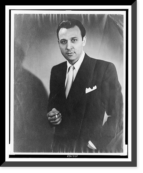 Aaron Miller (?), half-length portrait, standing, facing front, with one hand in pocket, the other holding a cigarette, Antique Print