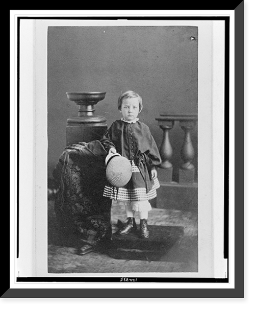 Historic Framed Print, [Portrait of unidentified child, holding a hat],  17-7/8" x 21-7/8"