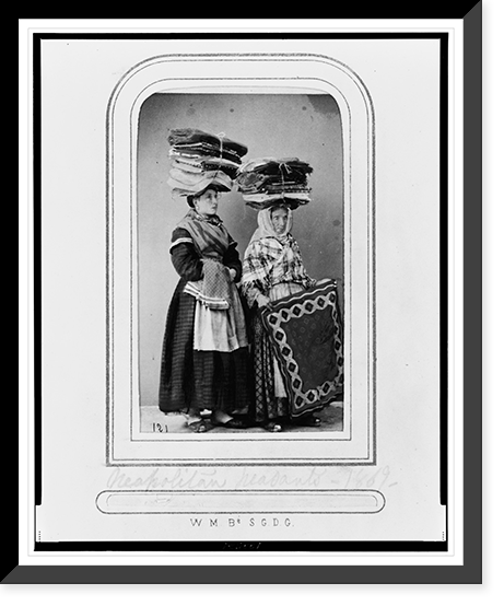 Neopolitan peasants, showing two women carrying bundles of carpet on their heads, Historic Reproduction