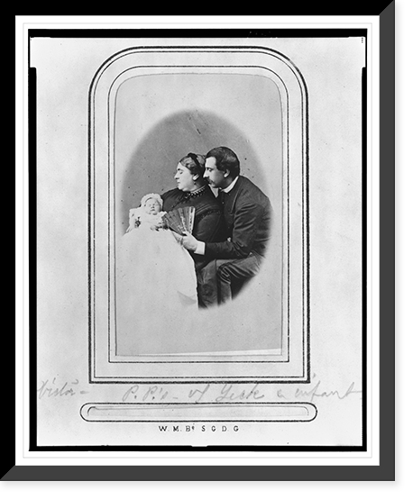 Prince Franz and Princess Mary, of Teck, half-length portrait, holding infant, Vintage Poster