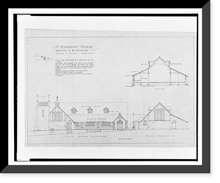 St. Margaret's Church (Connecticut Avenue and Bancroft Place, N.W., Washington, D.C.) Additions & alterations. Elevations and section.ABH, Historic Print