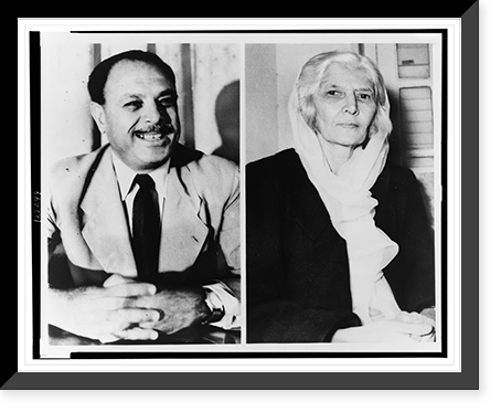 Composite photograph of two images: Fatima Jinnah (right) and Mohammad Ayub Khan, half-length portraits, seated, facing front, Historic Print