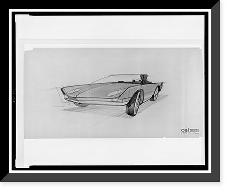 Historic Framed Print, [Design drawing for Avanti automobile, front view from driver's side] - 6,  17-7/8" x 21-7/8"