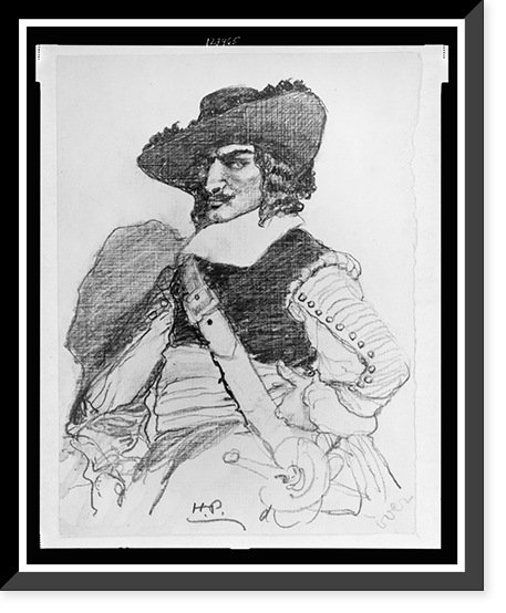 Buccaneer or pirate posed with hand on hip.by H.P, Antique Print