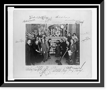 Historic Framed Print, Ernest Schelling and his colleagues with the Follyphone" designed to burlesque the musical instruments of the day [...].Cosmo,  N.Y.",  17-7/8" x 21-7/8"