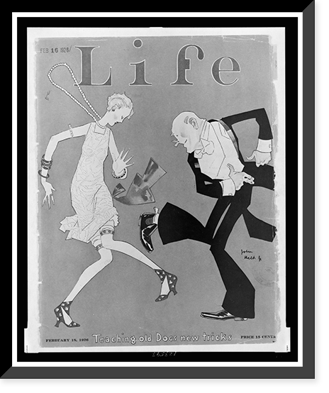 Cover illustration, Life magazine, February 18, 1926, showing a well dressed old man dancing with a flapper.John Held, Jr, Vintage Print