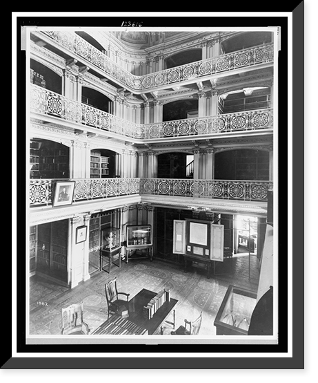 Library in the State Department, showing facsimile of Declaration of Independence, Washington, D.C. Classic, Vintage Print