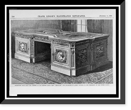 Secretaire made from the timbers of the British Arctic ship Resolute, and presented by Queen Victoria to the President of the United States, Historic Print