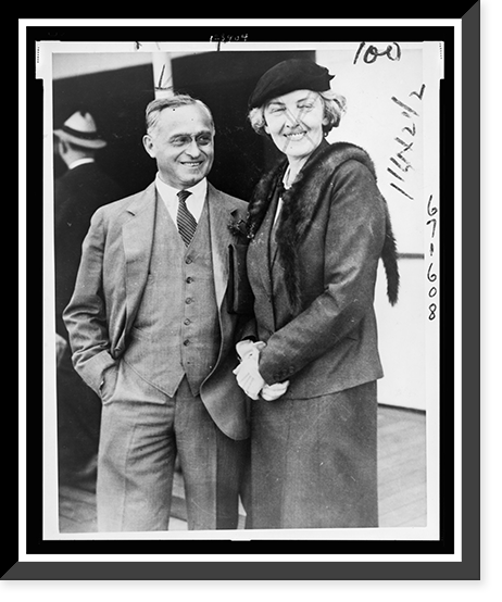 Felix Frankfurter and wife, three-quarter length portrait, standing on board ship during departure for England Classic, Historic Reproduction