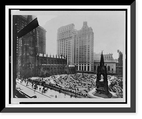 Trinity Churchyard, New York. In the right foreground is the Martyrs' Monument, Historic Print