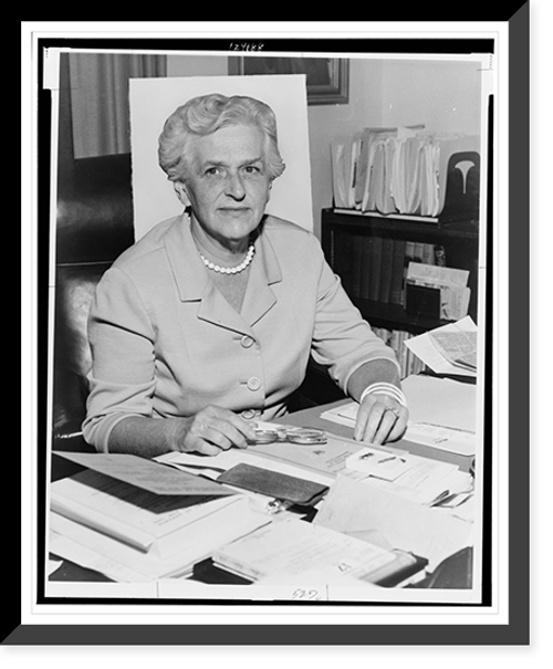 Historic Framed Print, [Julia Butler Hansen, half-length portrait, seated at desk, facing slightly right],  17-7/8" x 21-7/8"