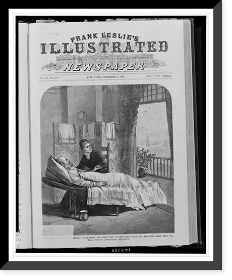 New Jersey. President Garfield at Elberon. His first view of the ocean from his reclining-chair, Sept. 13th.from a sketch by a staff artist. Classic, Historic Reproduction