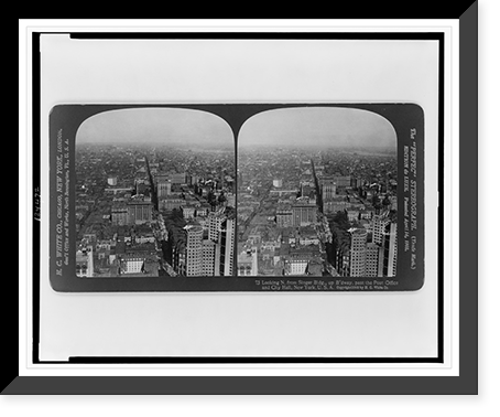 Historic Framed Print, Looking N. from Singer bldg up B'dway past the Post Office and City Hall, New York, USA,  17-7/8" x 21-7/8"