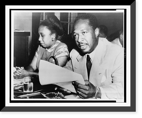 Josh White testifying before the House Un-American Activities Committee; his wife sits beside him, Antique Wall Art