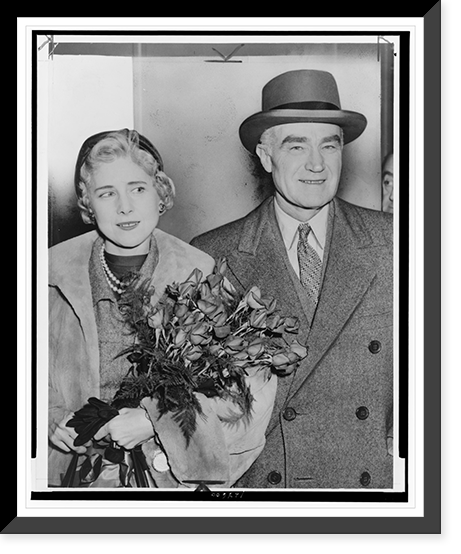 Historic Framed Print, [Clare Boothe Luce, U.S. ambassador to Italy, and husband, publisher Henry Luce, arriving at Idlewild Airport, New York, New York].World Telegram & Sun photo by Phil Stanziola.,  17-7/8" x 21-7/8"