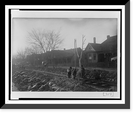 Railroad construction through residential area in Georgia, Antique Wall Art