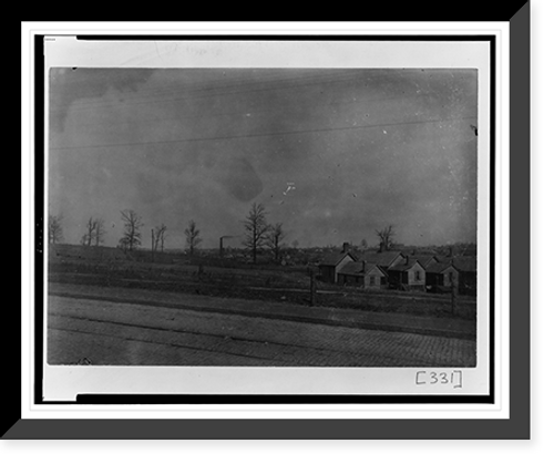 Historic Framed Print, [Bird's-eye view of houses and field in Georgia],  17-7/8" x 21-7/8"