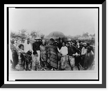 Fernandez, interpreter; newspaper man, Gen. Pershing, Capt. James A. Ryan, and others posed at Iligan, Philippine Islands, Historic Reproduction