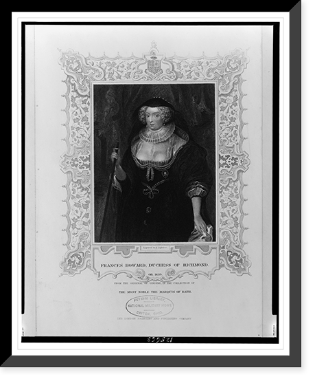 Frances Howard, Duchess of Richmond, ob. 1639.engraved by P. Lightfoot, Historic Reproduction