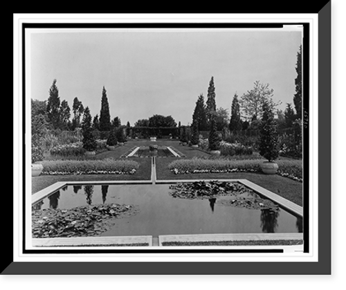 Historic Framed Print, [A.C. James home, Suprise Valley",  view of the Blue Garden,  showing lily pond in foreground,  Newport,  Rhode Island]",  17-7/8" x 21-7/8"