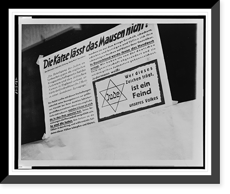 Sign printed in German bearing antisemitic message with Star of David, Berlin Classic, Vintage Wall Art