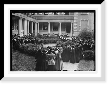 Barnard College Tree Day, class grouped outside, New York, Vintage Poster
