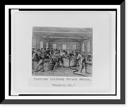 Florence military prison series. Washing up".J.E. Taylor.", Antique Print