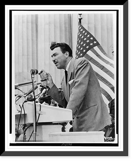 Adam Clayton Powell, Jr., half-length portrait, standing at microphone, facing left Classic, Vintage Wall Art