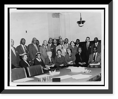 Ben T. Shorter, Reverend William Holmes Borders, Reverend A. Bell, Reverend B.J. Johnson, Austin T. Walden, and Clarence Mitchell posed with others, Vintage Print
