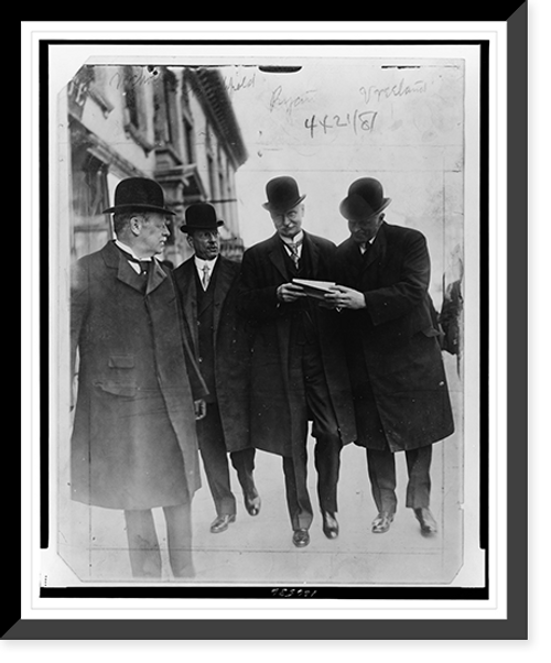 Historic Framed Print, [DeLancy Nichol, Jno. B. Stanchfield, Thomas F. Ryan, and H.H. Vreeland (l to r), walking down a street],  17-7/8" x 21-7/8"