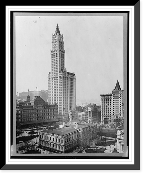 Historic Framed Print, [View of Woolworth Building and surrounding buildings, New York City],  17-7/8" x 21-7/8"