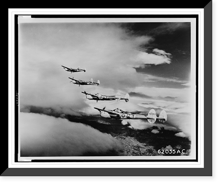 Lockheed P-38 Lightnings" of the 15th Air Force, in formation over Yugoslavia", Historic Reproduction
