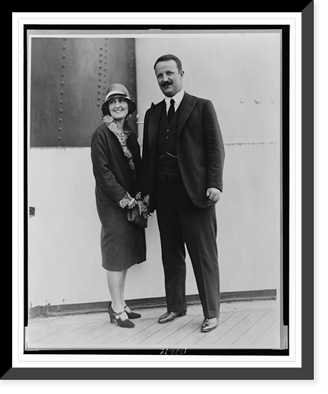 Historic Framed Print, [Kermit Roosevelt and his wife Belle, both full-length, standing],  17-7/8" x 21-7/8"