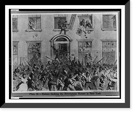 Rioters sacking the Brownstone Houses in New York Classic, Antique Print