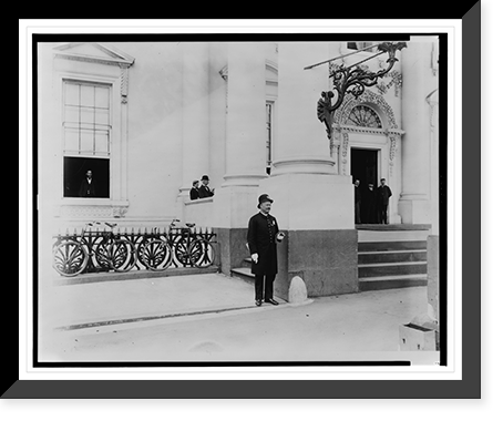 Policeman standing guard at entrance to White House, Historic Reproduction