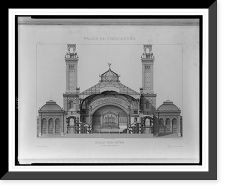 Palais du Trocad&eacute;ro Salle des f&ecirc;tes - coupe transversale.Bordet et Hibon sc, Vintage Print