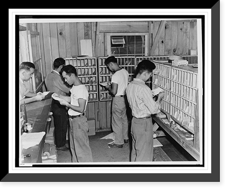 A view of one of the district post offices in a Japanese American detention facility, staffed by evacuees, Antique Print