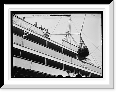 Unloading gold from boat, Antique Poster