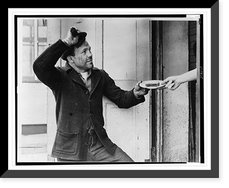 Lou Ambers tips his hat as he accepts a sandwich from a hand reaching out of a doorway.Staff photo by Alan Fisher, Antique Wall Art