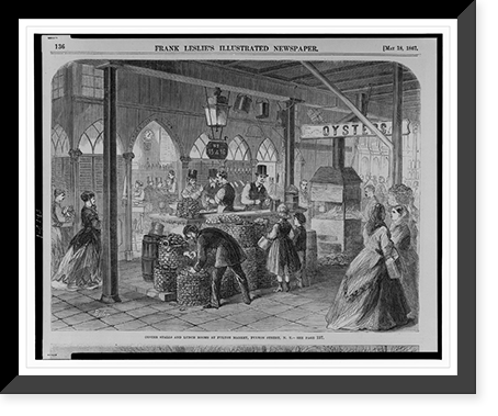 Vintage Street Scene - Oyster stalls and lunch rooms at Fulton Market